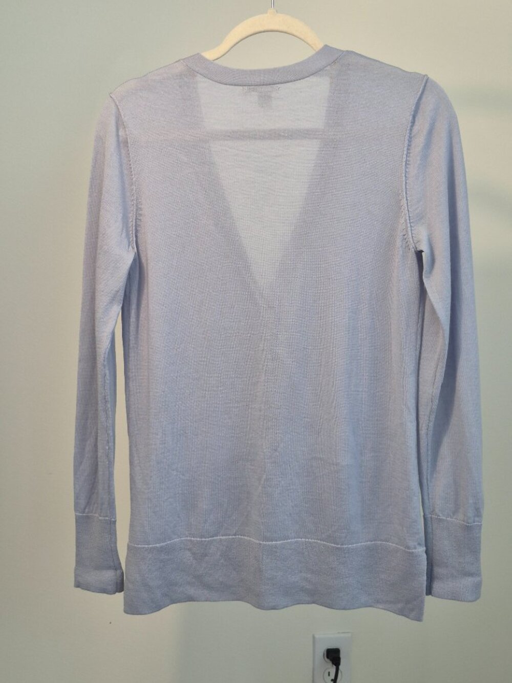 Halogen Cardigan Women S Light Blue 100% Merino Wool Button Front Pockets - Picture 6 of 8